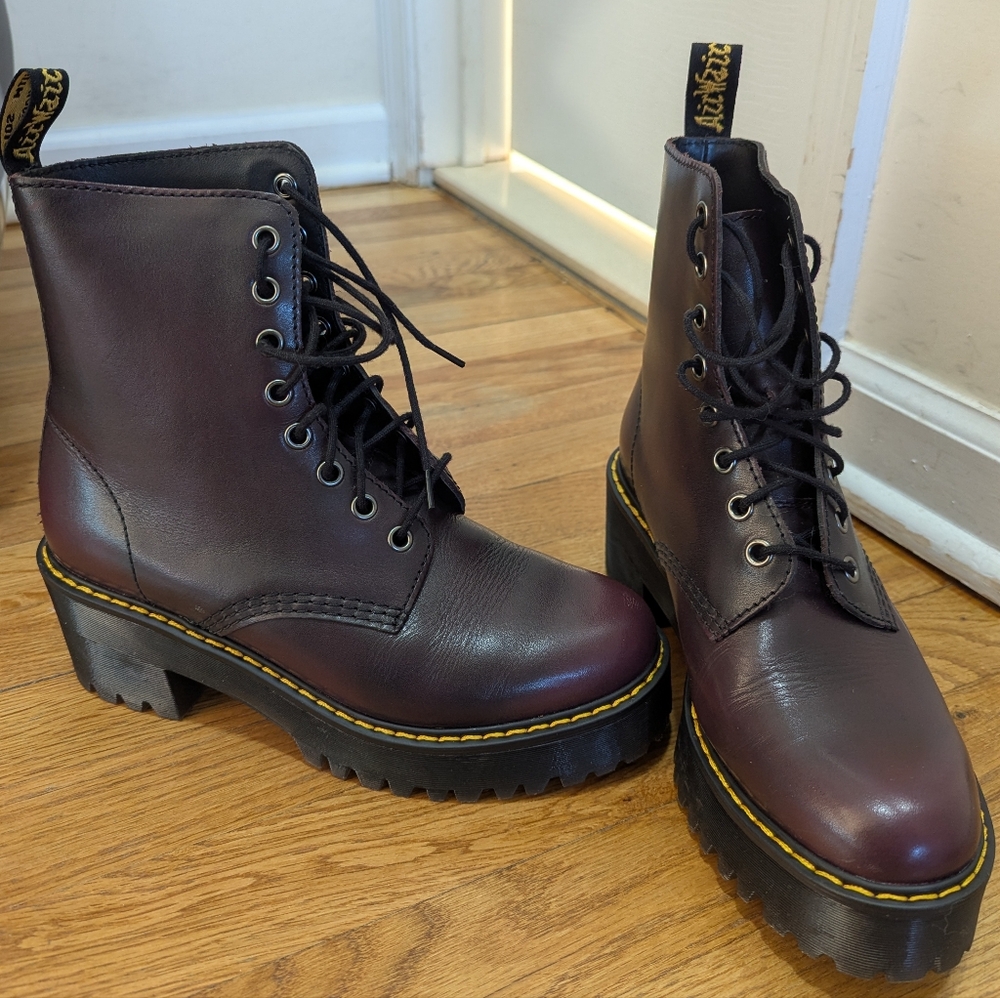 Dr. Martens Shriver Hi Burgundy Vintage Combat Boot